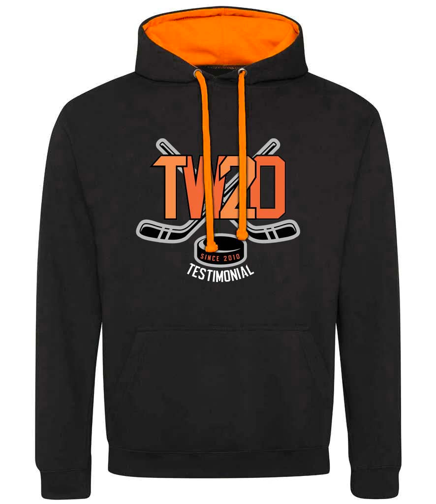 TW20 Testimonial Black and Orange Hoody Large Logo