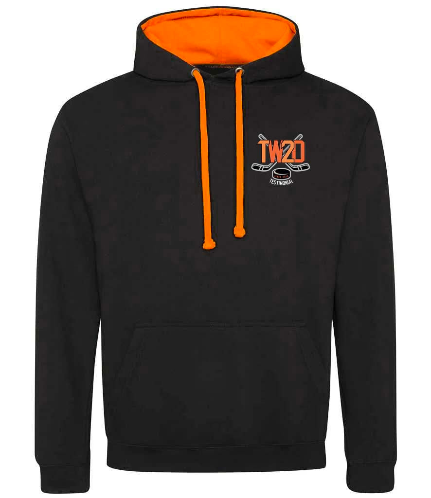 TW20 Testimonial Black and Orange Hoody Small Logo
