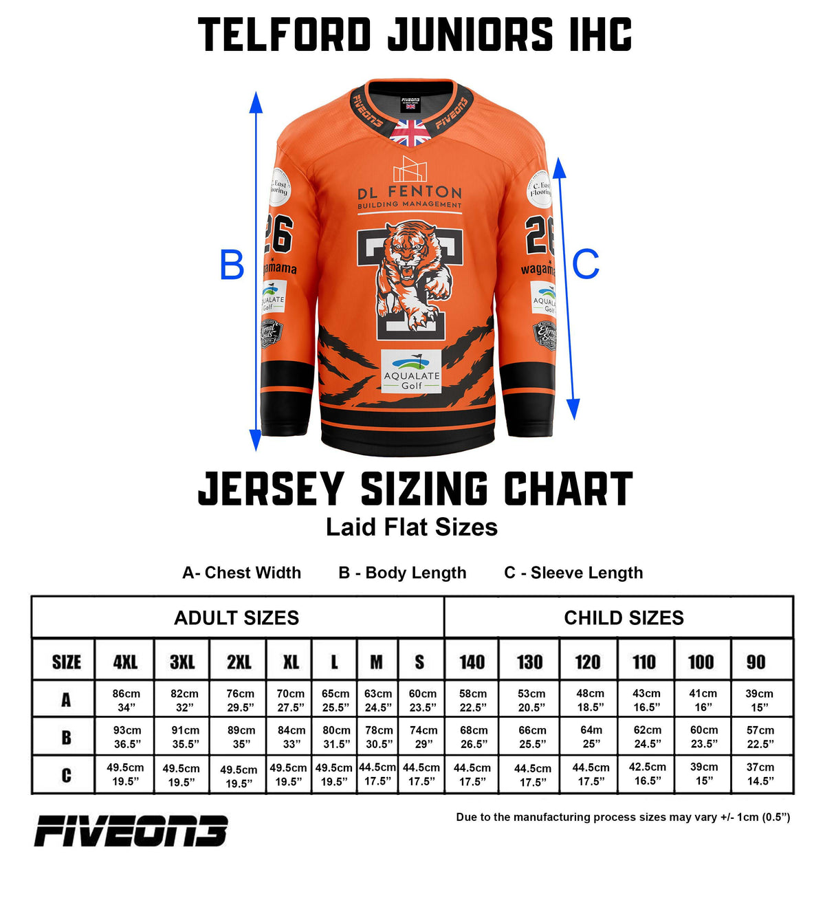 Telford Tigers Juniors Home Jersey Child
