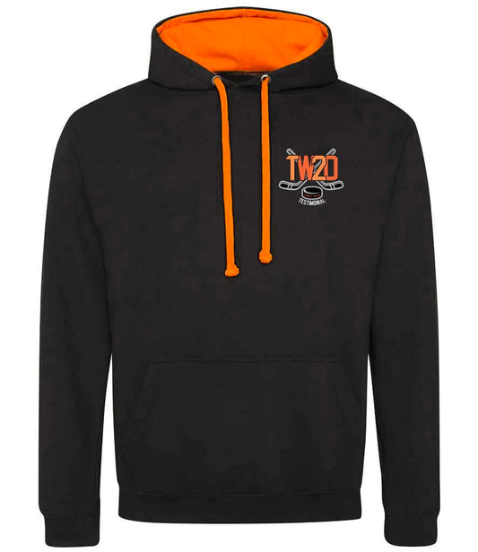 TW20 Testimonial Black and Orange Hoody Small Logo